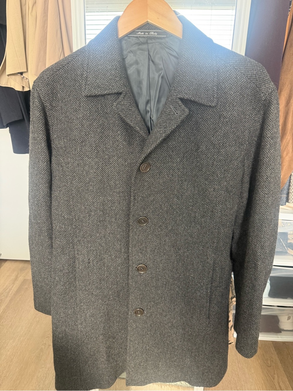 Joseph Abboud 100% Cashmere Men’s Coat 40R Made in Italy Charcoal Gray